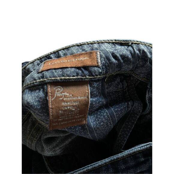 Paige Women's Blue Boot Cut Full Length Dark Wash Low Rise Jeans Size 27 - Picture 3 of 11